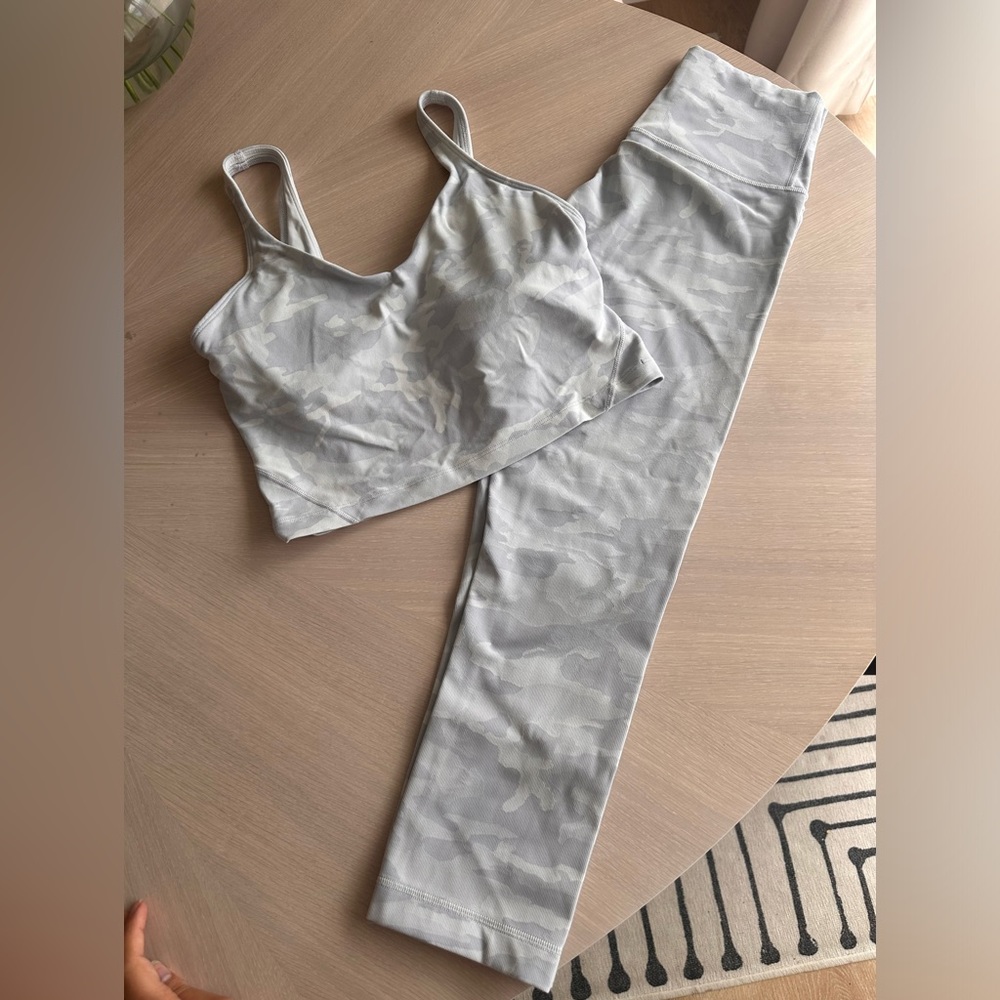 Lululemon Incognito Camo Set Size 8 Align top and Size 6 Wunder under leggings